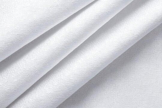 White Textured Fabric with Diagonal Folds and Waves