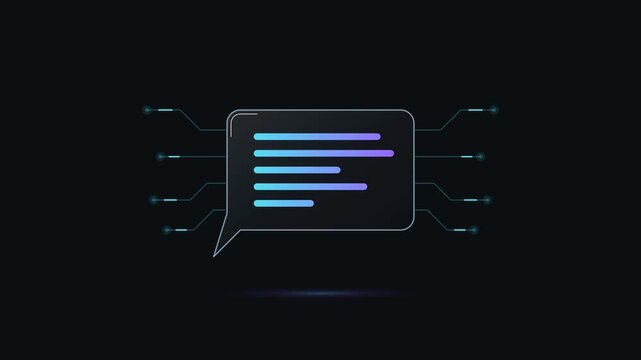 Digital ai chatbot interface with glowing circuitry lines and data processing animation