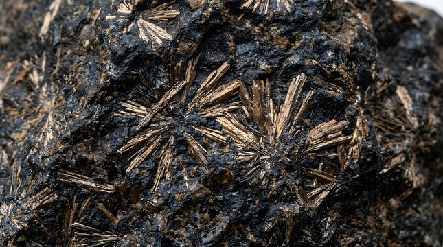 Natural Mineral Stone Surface Texture Exhibiting Raw Astrophyllite Crystal Formation and Dark Geological Patterns astrophyllite stone mineral surface texture background crystal geology natural rock
