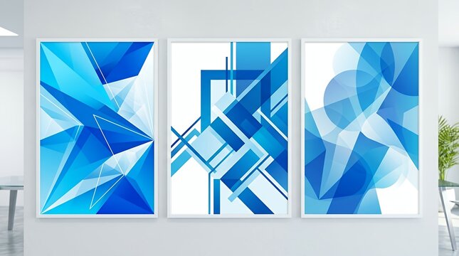 Modern Geometric Poster Designwith Abstract Blue and White Shapes Ideal for Business Brochure and Annual Report Cover Presentation geometric abstract posterblue white design cover brochure