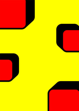 Abstract Red Cubes on Yellow Background.