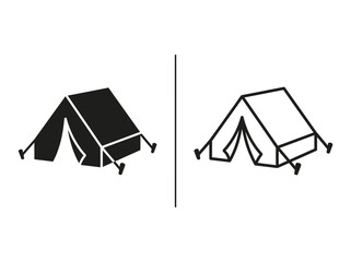 Tent outline and black fill icon set with adventure vacation isolated background collection © Mst Runa