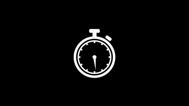 A glowing white beautiful stop watch timer countdown on black background.Abstract stopwatch,watch,clock icon animation.