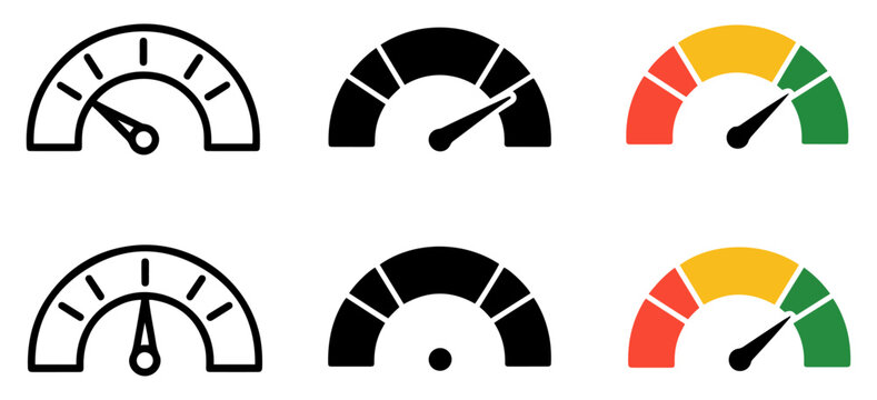high power level indicator gauge icon set