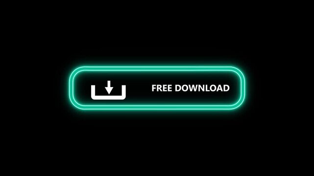 Glowing neon a beautiful lightning download icon with text free download on transparent background.Lighting download icon.