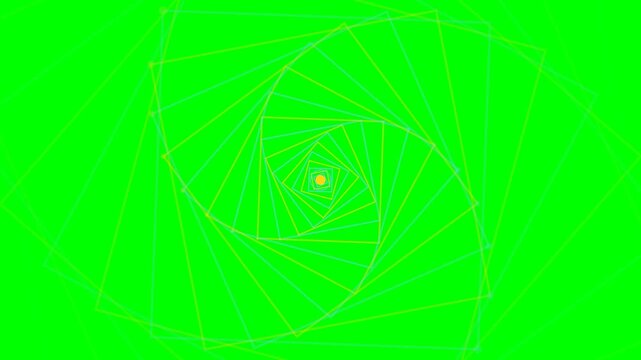 A vibrant digital spiral of concentric squares on a bright green background