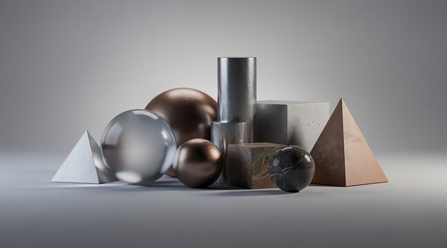 Geometric Shapes Composition with Diverse Materials and Textures