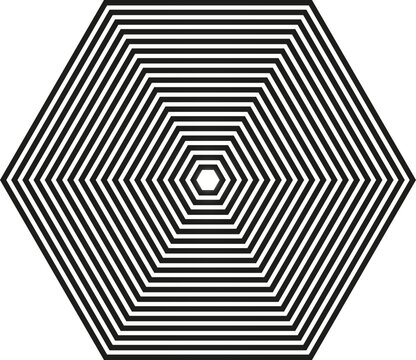 Concentric hexagon tunnel geometric optical illusion vector