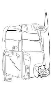 Auto rickshaw bajaj tuk tuk line art vector illustration isolated on white background. Asian three wheeler vehicle outline sketch stock illustration.