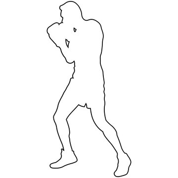 Line Sketch of a Male Boxer.