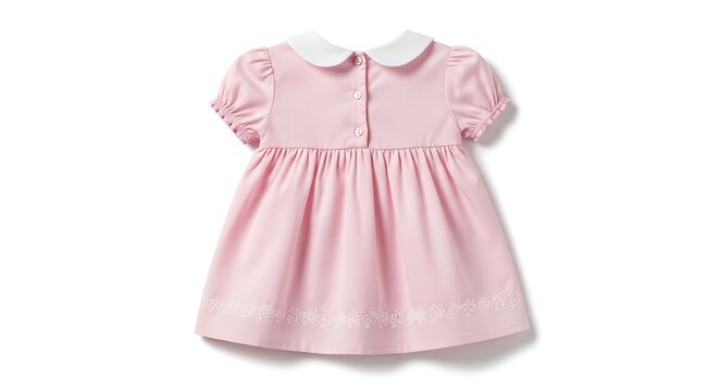 Pink baby girl dress with ruffles and lace trim
