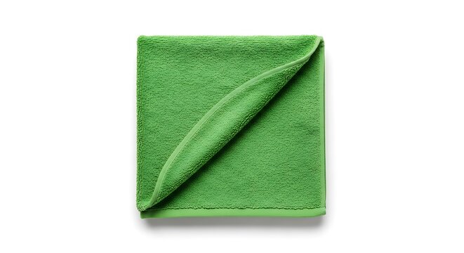 Folded green fabric with diagonal crease