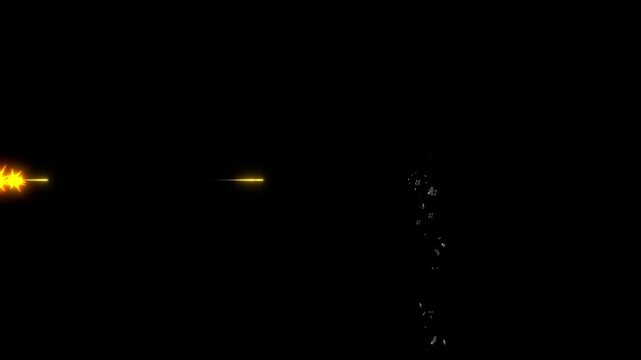 Realistic Gunfire Muzzle Flash and Bullet Impact Effect. Flash Smoke and Particle Effects Shooting animation.