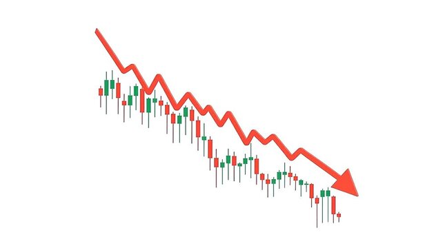 A red arrow downward showing movement at end point on white background