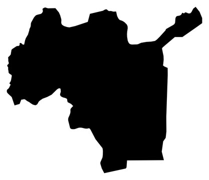 A contour map of Mamou Region. Guinean region silhouette
