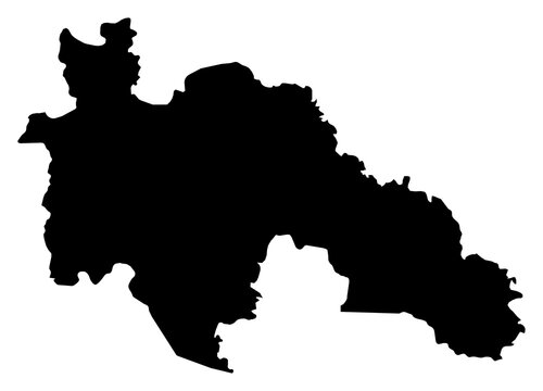 A contour map of Savanes Region. Ivorian region silhouette