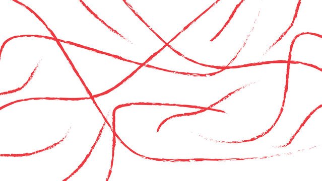 Red hand drawn brush stroke lines on transparent background create dynamic textured motion for graphic design projects