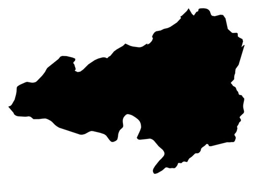 A contour map of Bong County. Liberian county silhouette