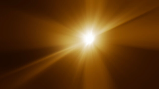 abstract photo of light burst among trees and glitter bokeh. image is blurred. yellow golden bokeh pattern background. Real optical lens flare on black backdrop. sunrays, sun rays beam, burst, sunbeam