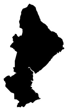 A contour map of Sofala Province. Mozambican province silhouette