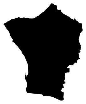 A contour map of Erongo Region. Namibian region silhouette