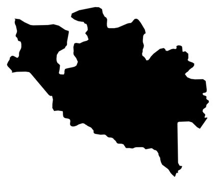 A contour map of Niger State. Nigerian state silhouette