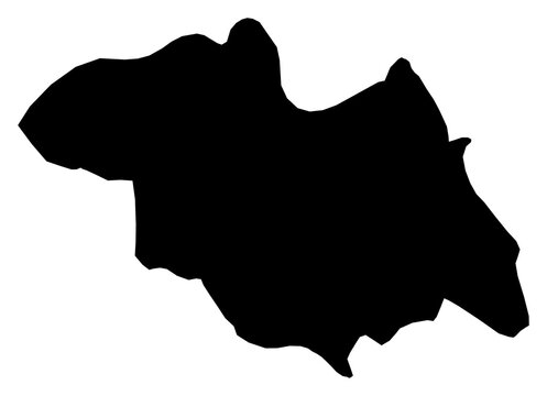 A contour map of Northern Province. Rwandan province silhouette
