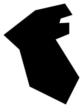 A contour map of Bel Air District. Seychellois district silhouette