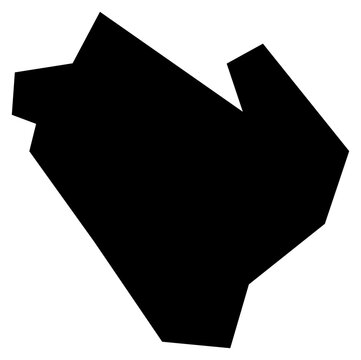 A contour map of Grand'Anse District. Seychellois district silhouette