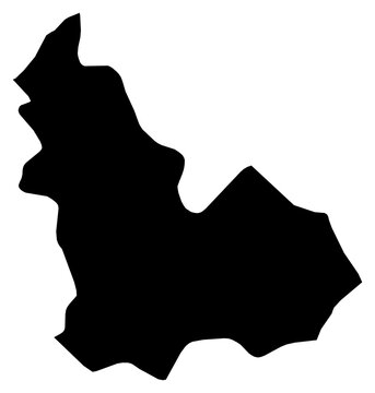 A contour map of Beja Governorate. Tunisian governorate silhouette
