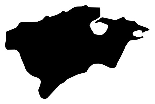 A contour map of Bizerte Governorate. Tunisian governorate silhouette
