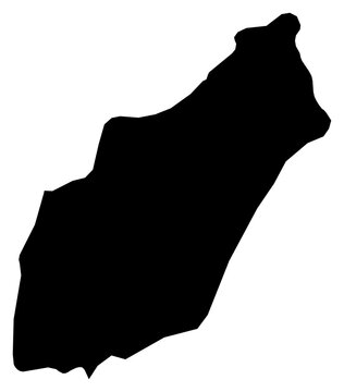A contour map of Nabeul Governorate. Tunisian governorate silhouette