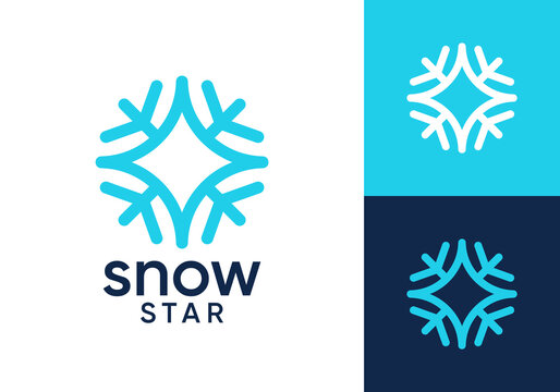 abstract snowflake and star logo design. conditioning cooling hvac symbol icon vector