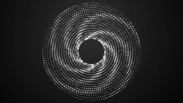 Animated circular wavy frame with dots on black background with made dots animating transition animation abstract graphic element pattern digital circle motion design with video circular