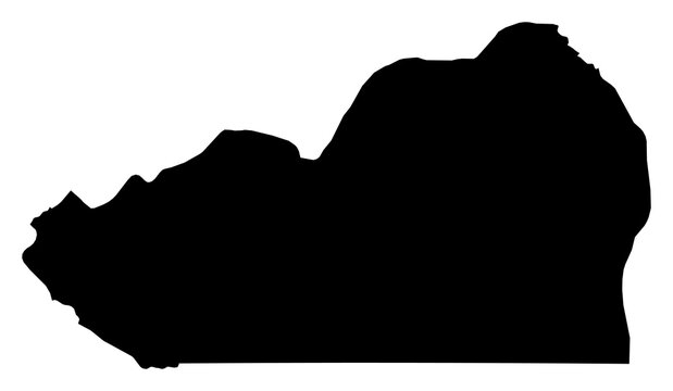 A contour map of Cunene Province. Angolan province silhouette