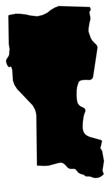 A contour map of Donga Department. Beninese department silhouette