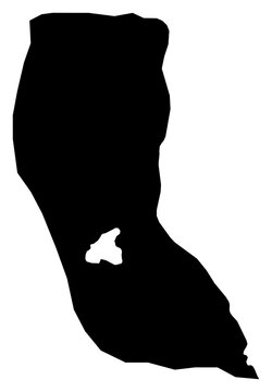 A contour map of North-East District. Botswanan district silhouette