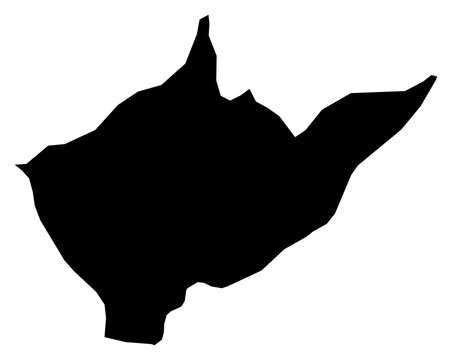 A contour map of Makamba Province. Burundian province silhouette