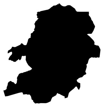 A contour map of Centre Province. Cameroonian province silhouette