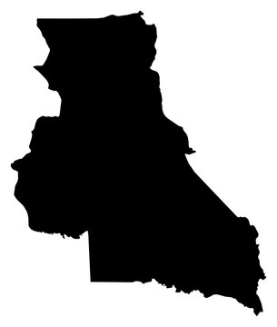 A contour map of East Province. Cameroonian province silhouette