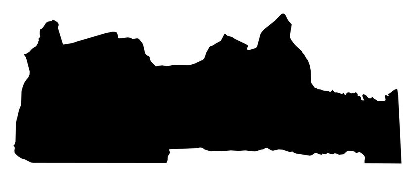 A contour map of South Province. Cameroonian province silhouette