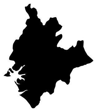A contour map of Littoral Province. Cameroonian province silhouette