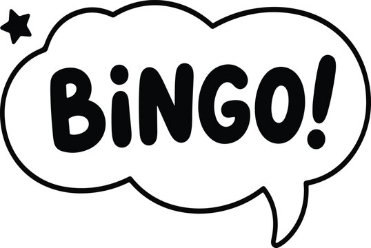 Bingo Speech Bubble Doodle Typography Vector Illustration