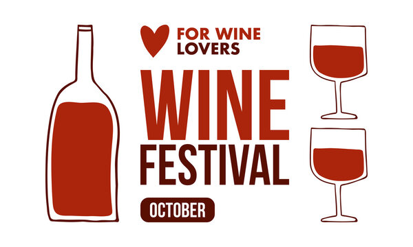 Wine Festival Poster Templates Set, Hand Drawn Minimalist Vector Design Featuring Red Wine Bottle, Wine Glasses, and Tasting Event Typography on White Background