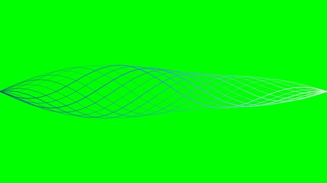 Abstract blue wireframe wave pattern centered on a vibrant green background