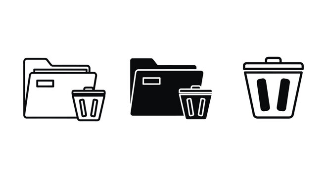 Folder and trash bin icons with delete action