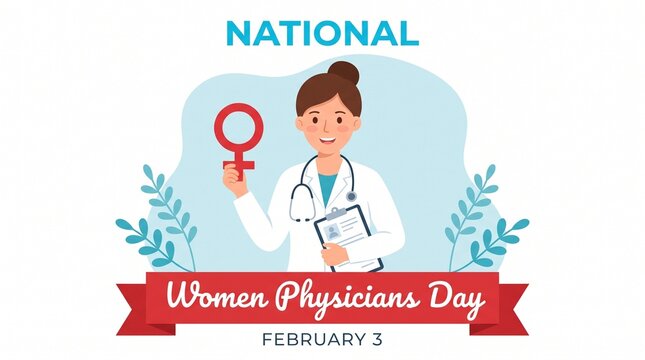 Women physicians day illustration with doctor