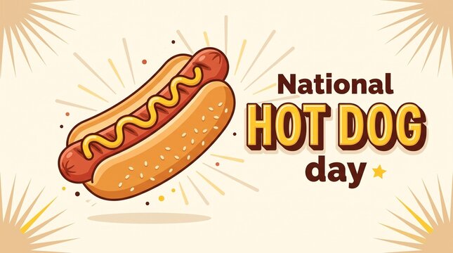 Illustrated hot dog for national hot dog day