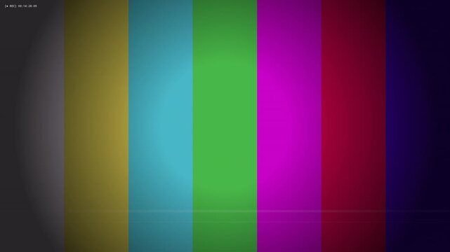 Abstract television test pattern background with vibrant vertical color stripes and soft vignette lighting for creative projects