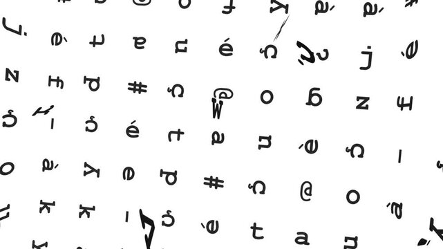 Rotating Typography Background With Letters And Symbols